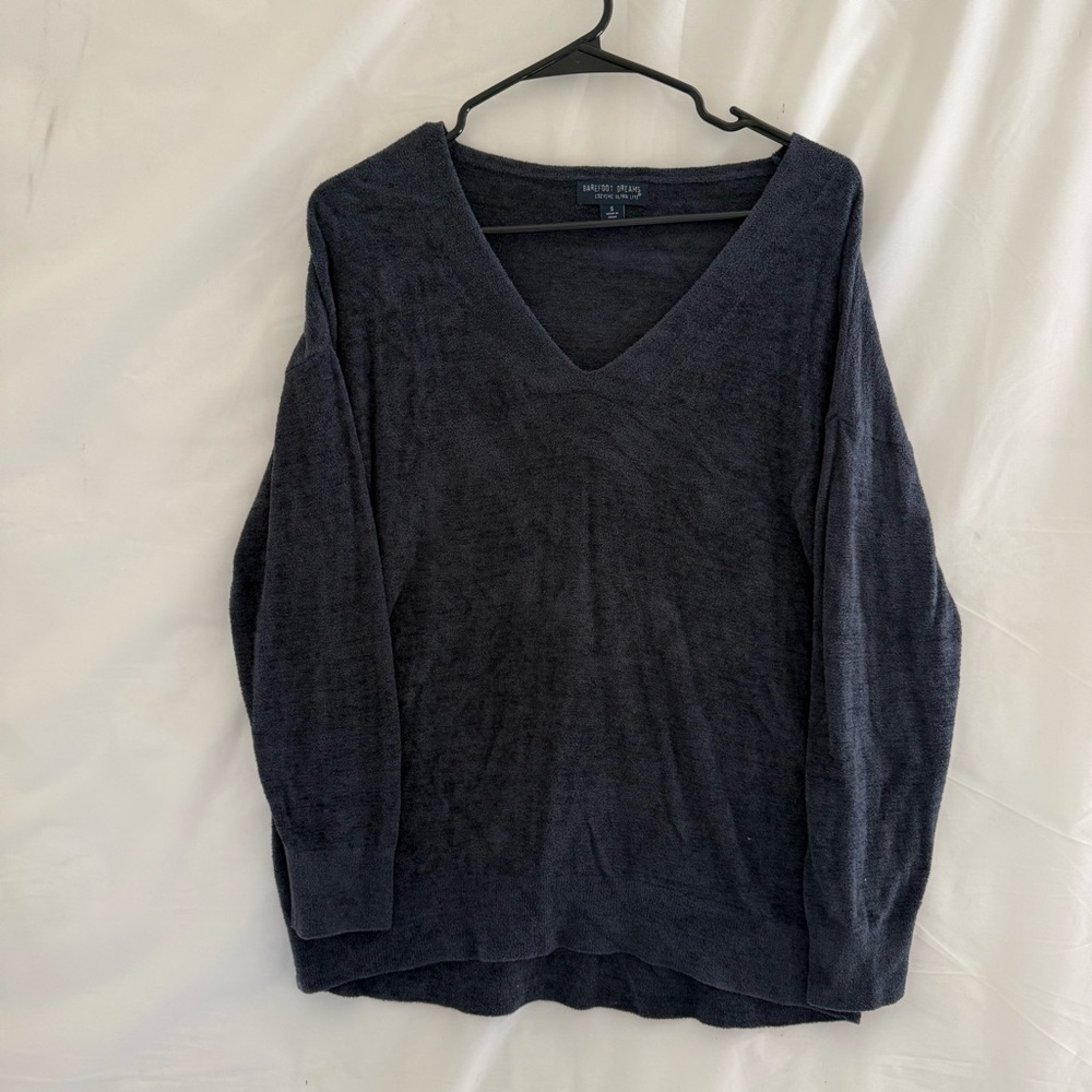 Barefoot Dreams CozyChic Ultra Lite V Neck Sweater Women S Gray Soft Knit